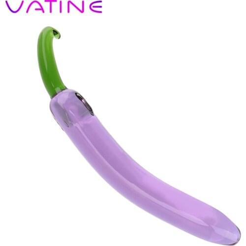 VATINE Eggplant Banana Dildo Sex Toys for Men Women Glass Beads Butt Plug Fruit Vegetable Anal Plug