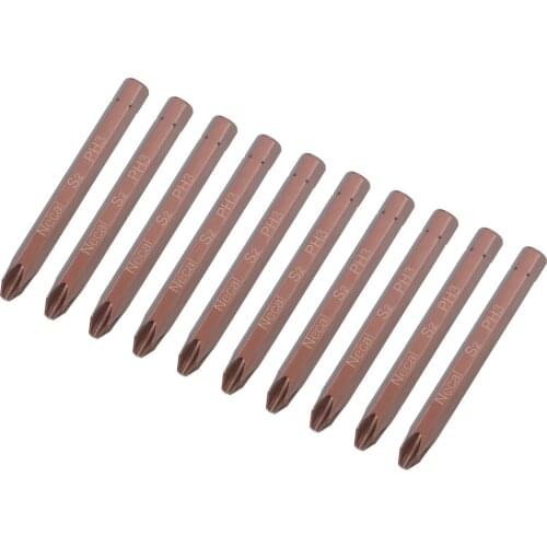 Uxcell 10pcs Phillips Bits 5/16 inch 8mm Hex Shank 80mm Length Cross PH3 Magnetic Screw Driver S2 Screwdriver Bit