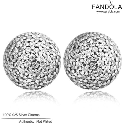 CKK Trendy 925 Sterling Silver Pave Ball Stud Earrings for Women Fine Jewelry Gift S925 Clear CZ Earings Bijoux Femme Wholesale