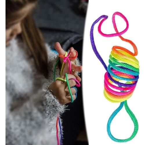 Kid Child Rainbow Color Thread Toy Rope Finger Rope Puzzle Creates Various Figures Playing Game For Children Toys