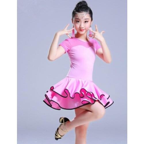 Dancing Dresses For Kids Salsa Tango Tutu Skirts Children Latin Dance Dress For Girls Short/Full Sleeve Vestidos Dance Costumes