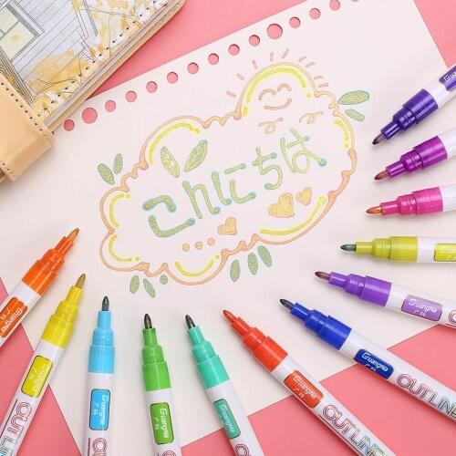 Phnom double line outline watercolor brush pen marker for school students markers highlighters manga drawing colores art set