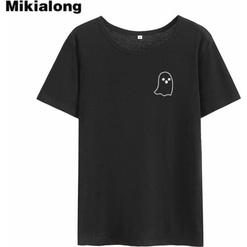 Mikialong Cartoon Kawaii T Shirt Women 2017 Summer Black White Cotton Tee Shirt Femme Casual Loose Women Tops drop shipping