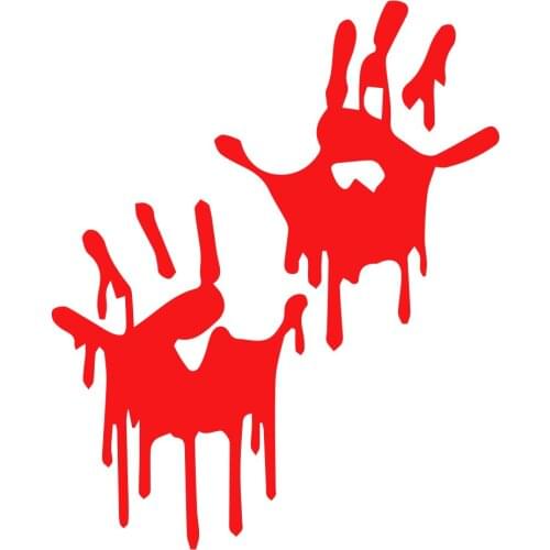 HungMieh 15.6X12.7 CM Car Sticker Happy Halloween Decal Funny Bloody Handprints Vinyl Decoration HorrorWall Sticker Window