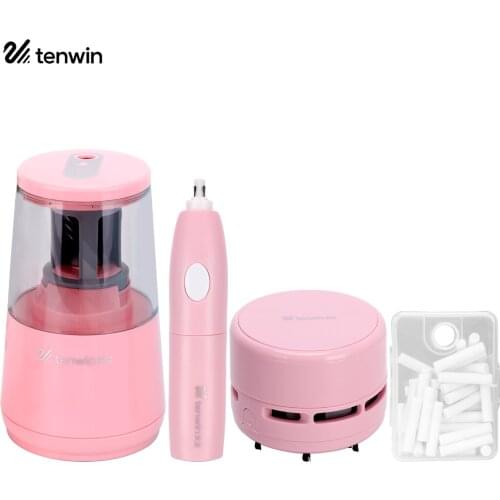 Stationery Set Vacuum Cleaner Set Electric Pencil Sharpener Eraser Power Cord/Battery Operated with 50 Eraser Refills for School