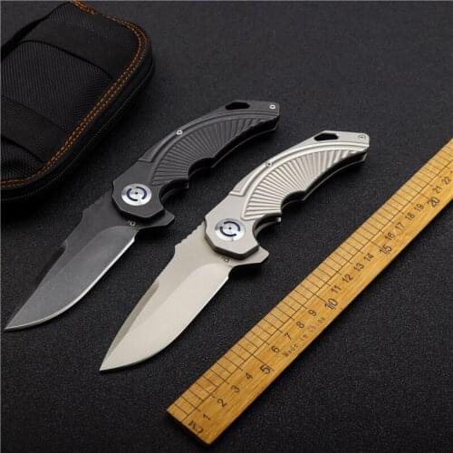 Pocket folding knife D2 steel high hardness sharp heavy duty EDC outdoor tactical hunting knife for self defense tool