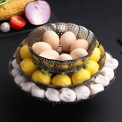 FANCITY Creative stainless steel steamer pot with small grate multifunctional telescopic steamer rice cooker universal steaming