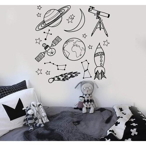 Space Astronomy Vinyl Wall Decal Home Decor School Children Room Art Mural Wall Stickers Gift