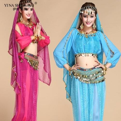 Bollywood Dance Costumes Indian Belly Dance Costumes Set For Women Chiffon Bollywood Orientale Belly Dance Costume Set 8pcs
