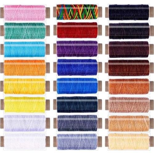 LMDZ 24PCS 55Yards Leathercraft Waxed Thread-Practical Stitching Thread for Leather Craft DIY, Bookbinding, Shoe Repairing