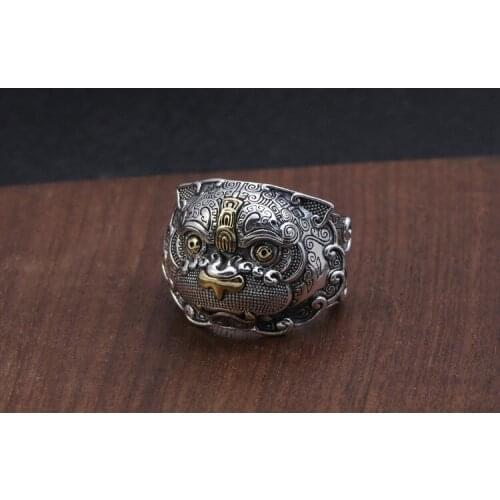 925 Sterling Silver MENS Pi Xiu beast punk ring rings jewelry A4423