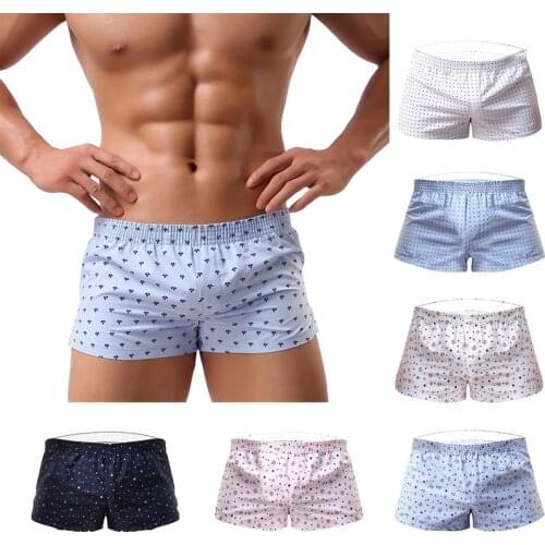 2020 Men Underwear Boxer Shorts Loose Breathable Sleepwear Trunks Dot Print Men Shorts Underwear Panties Underpants Homme