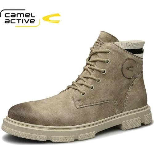 Camel Active New Fashion Outdoor Tooling Boots Genuine Leather Mens Shoes Casual Rubber Non-slip Ankle Boots zapatos de hombre