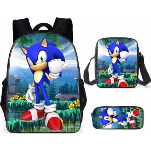 New Cartoon SONIC RACING School Bags for Kids 3pcs School Bag Sets Children Primary Preppy Mochila Students School Rucksack