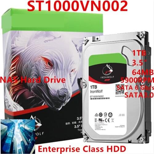 New Original HDD For Seagate IronWolf 1TB 3.5" SATA 64MB 5900RPM For Internal HDD For Enterprise Class HDD For ST1000VN002