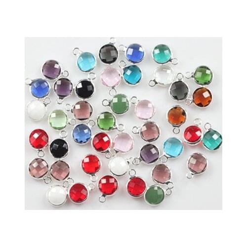 Round Shape Colourful Faceted Connector Pendent Crystal Bezel Connector Crystal Charm High Quality for Jewelry Making 8mm