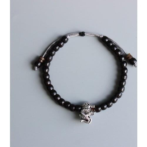 Wholesale Natural Coconut shell Beads Tibetan Buddhism Lucky Elephant Charm Chakra Bracelet Unisex Ethnic Jewelry Handmade Gift