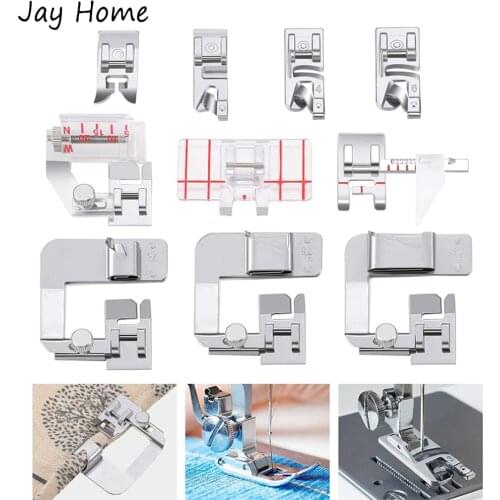 Low Shank Sewing Machine Presser Foot 3 Sizes Hemming Foot Bias Binder Foot Straight Stitch Border Guide for Home Machine Sewing