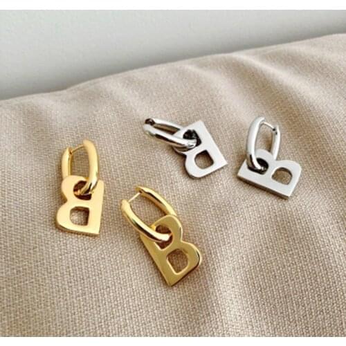 Karopel New Fashion Stud Earrings for men women letter B Drop Earrrings Gold Color Earrings Party Jewelry Gift