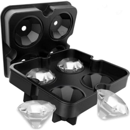 Silicone Ice Cube Tray Mold 4 Cavity Diamond Shape Ice Cream Maker Mould DIY Fruit Juice Whiskey Ice Cube for DIY Bar Beer