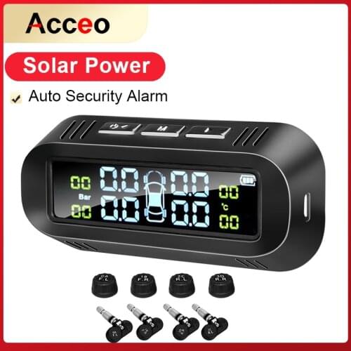 Acceo K04 Tire Pressure Monitoring System Solar Power TPMS Auto Temperature Security Alarm Monitor 4 Wheels Tire Pressure Sensor