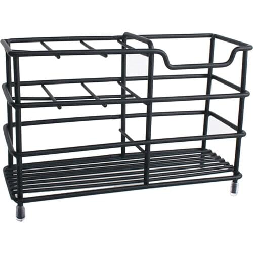 6 Grids Household Bathroom Storage Rack Simple Style Multi-functional Stainless Steel Toothpaste Toothbrush Holder Organizer