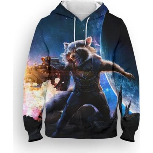 Marvel 3D Print Mens Hoodies Anime Spring Rocket Racoon Children Clothing Tops Streetwear Women Oversize Sweatshirts