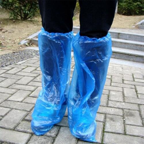 Convenient Disposable Shoe Covers Blue Rain Shoes And Boots Cover Plastic Long Shoe Cover Clear Waterproof Anti-Slip Overshoe