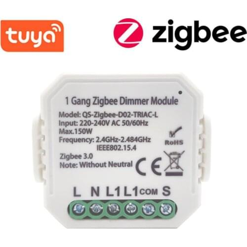 Tuya ZigBee 3.0 Smart Dimmer Switch 1 Gang Smart No Neutral Relay Smart Home Intelligent Switch Breaker Automation Module