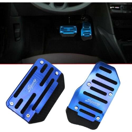 2pcs Universal Blue/Red Non-Slip Automatic Gas Brake Foot Pedal Pad Cover Accessories Kit Car Fuel Gas Brake Pedal Cover Trim
