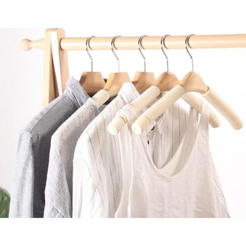 Solid Wood Hangers Sponge Household Hangers Seamless Pants Clip New Non-slip Hooks Bold Clothing Store Hangers