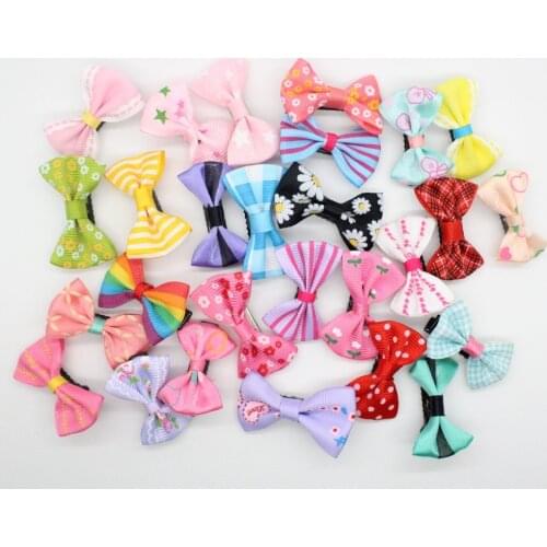 50pcs Small hair clip for Baby girls Floral Pattern Bows Hairpin Children Colorful Mini Bows Multi printed Ribbon Bow knot