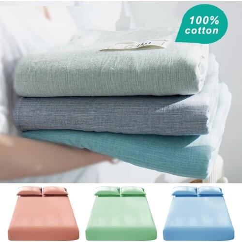 1pc 100% Cotton Elastic Soft Fitted Sheet for Bed Dustproof Mattress Covers 120/150/180/200cm, Single/queen/king (No Pillowcase)