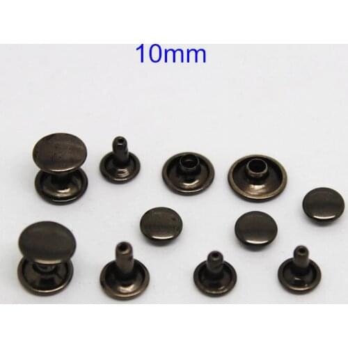 10mm Double Caps Rivet Spike Studs,Black Gunmetal Double Sides Round Cap Rivet Studs,DIY Rivet For Leather Crafts Punk Style