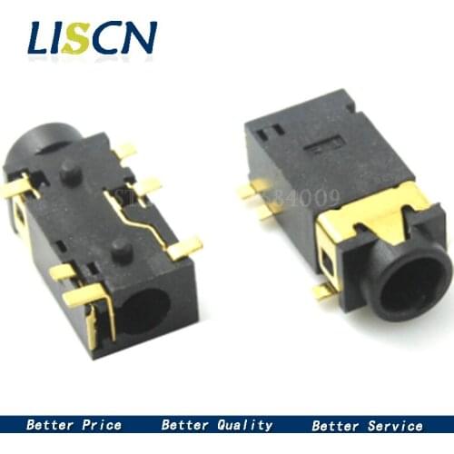 10PCS 3.5 MM headphone socket Audio socket PJ-342 Surface mounted 6 feet Double track gold plated PJ342