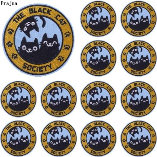 Prajna 10 PCS Cute Cat Patches For Clothing Thermoadhesive Patches Cartoon Patch Animal Embroiderd Paches On Clothes Applique