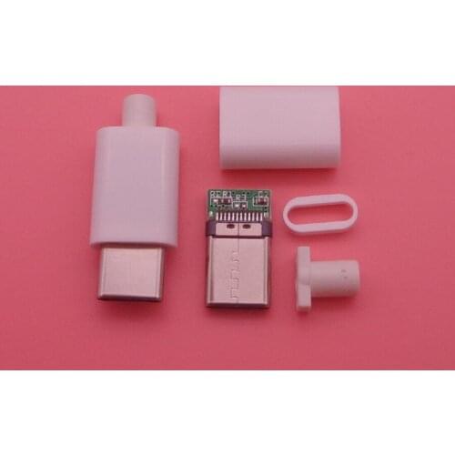 10Pcs USB 3.1 Type C 2.0 Male jack Plug Welding Type USB-C 4 in 1 PCB Connector Black White