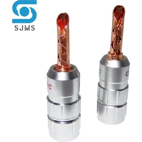 2PCS/1 pairs Speaker Banana Plug Connector No Soldering Copper Jack Male Plug Adapter for Audio Video Cable Connector Screw Wire