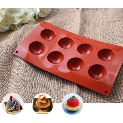 2PCS 8-Cavity Semi Silicone Mold/Chocolate Bomb Mold/Round Shape Half Sphere Mold For Cake, Jelly, Pudding, Dome Mousse