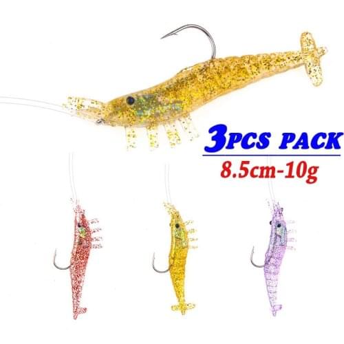 3pcs/lot Silicone Shrimp Soft Fishing Lures Carp Bait Artificial Soft Fish Lure Sinking Swimbait Saltwater Fishing Tackle