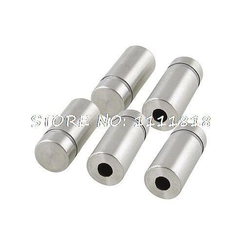 5 Pcs Silver Tone Stainless Steel 12mm x 25mm Advertising Nail Class Standoff