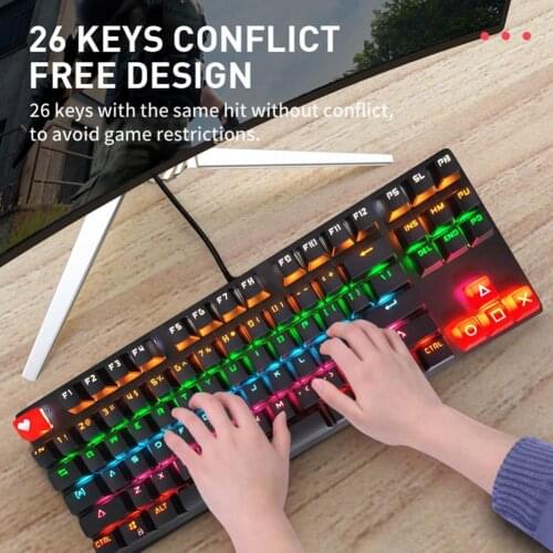 87 Keys Universal RGB Backlight Mechanical USB Wired Gaming Keyboard for Desktop