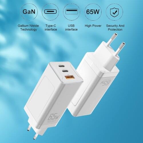 65W Type-C Fast Charging Adapter For MacBook Pro/Air iPad Laptop USB-C GaN Quick Charger for Samsung S9 Plus HUAWEI QC3.0