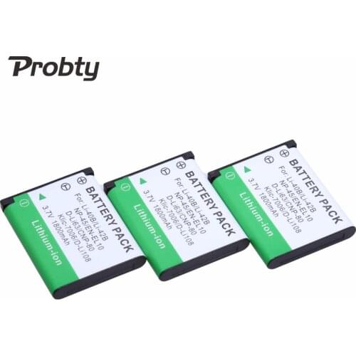 Probty 3pcs Li-40B LI-42B LI40B Camera Battery for Olympus Pen tax D-Li63 Fuji NP-45 CNP-80 KLIC-7006 U1040 X915 VR330 FE5000