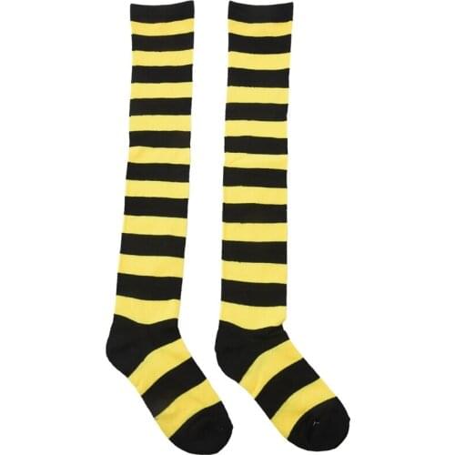 Large Wide Stripe Knee Barred Socks (Yellow + Black)