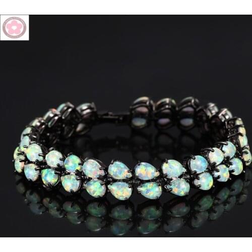SZ0007 Hot Sale Black Gold Filled AAA Fire Opal Inlaid Fashion Bracelet For Women Jewelry Gift