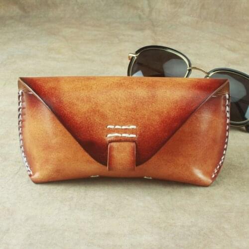 BOLEKE Genuine Leather Eye Glasses Case Vintage Handmade Hard Eyewear Accessories Sunglasses Cases Luxury Spectacles Box Bag Men