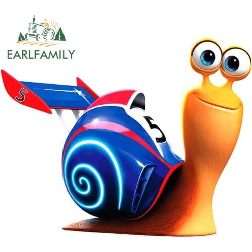 EARLFAMILY 13cm x 10.2cm for Turbo Snail Creative Car Stickers and Decals Waterproof Vinyl Car Assessoires Cartoon Decoration
