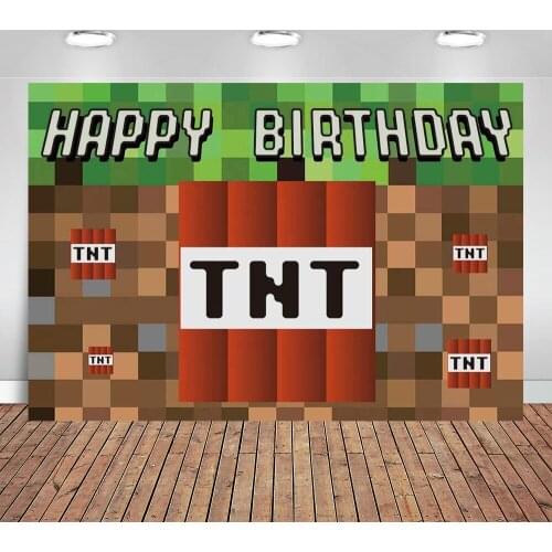 TNT Birthday Party Photography Backdrops Dynamite Pixel Video Game Photo Booth Background Birthday Party Decoration Banner