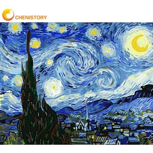 CHENISTORY Abstract Star Scenery Oil Picture By Numbers Home Decor Artwork 40x50cm Framed Canvas Hand Painted Unique Diy Gifts